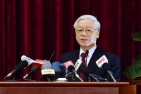 Tổng Bí thư Nguyễn Phú Trọng phát biểu bế mạc Hội nghị Trung ương 4 khóa XII.