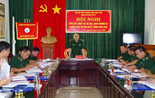 Đại tá Dương Thế Võ, Chỉ huy trưởng BĐBP tỉnh phát biểu tại Hội nghị Cụm thi đua số 1