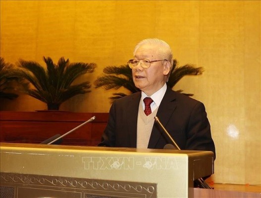 Tổng Bí thư Nguyễn Phú Trọng phát biểu chỉ đạo tại Hội nghị. Ảnh: TTXVN.