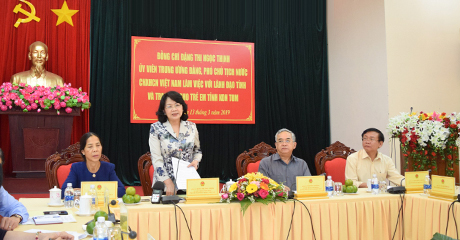 Phó Chủ tịch nước Đặng Thị Ngọc Thịnh phát biểu tại buổi làm việc