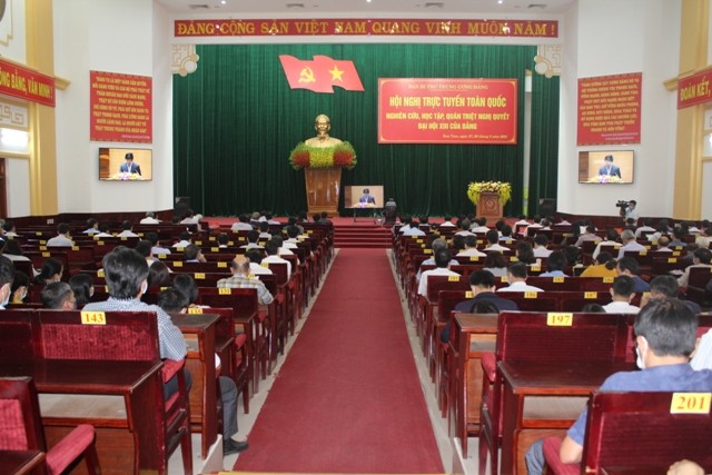 Hội nghị nghiên cứu, học tập, quán triệt Nghị quyết Đại hội XIII của Đảng điểm cầu Hội trường Ngọc Linh của tỉnh