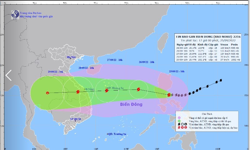 Dự báo đường đi của bão số 4 (ảnh: Đài KTTV tỉnh Kon Tum)