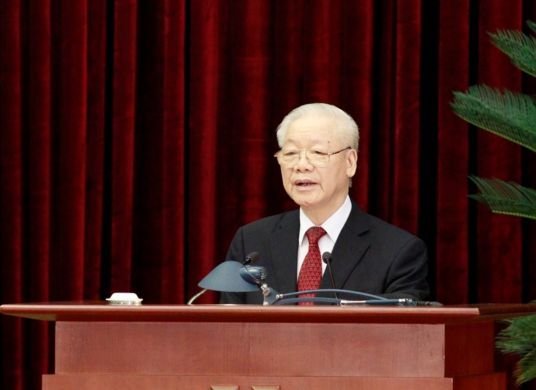 Tổng Bí thư Nguyễn Phú Trọng phát biểu bế mạc Hội nghị. Ảnh: VGP/Nhật Bắc